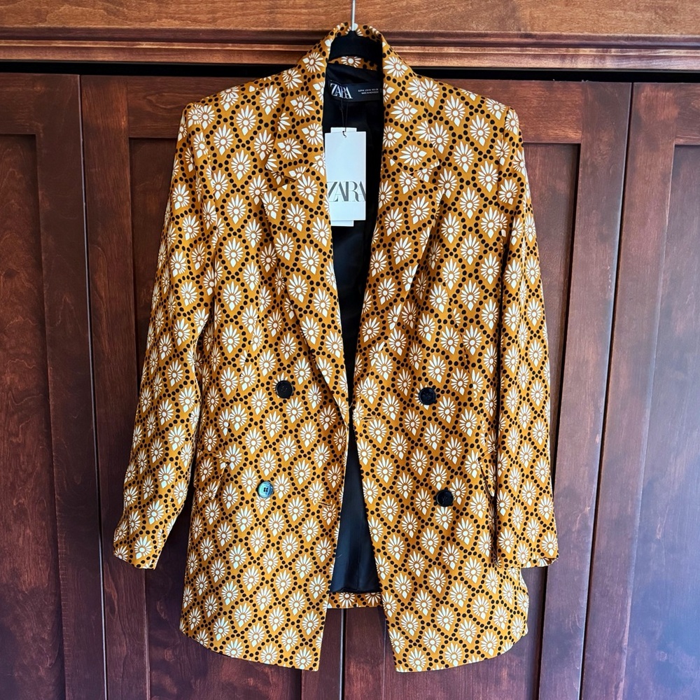 Zara Gold Patterned Blazer